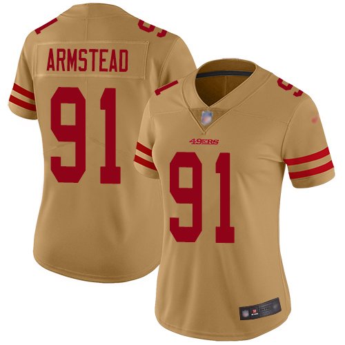 San Francisco 49ers Limited Gold Women Arik Armstead NFL Jersey 91 Inverted Legend